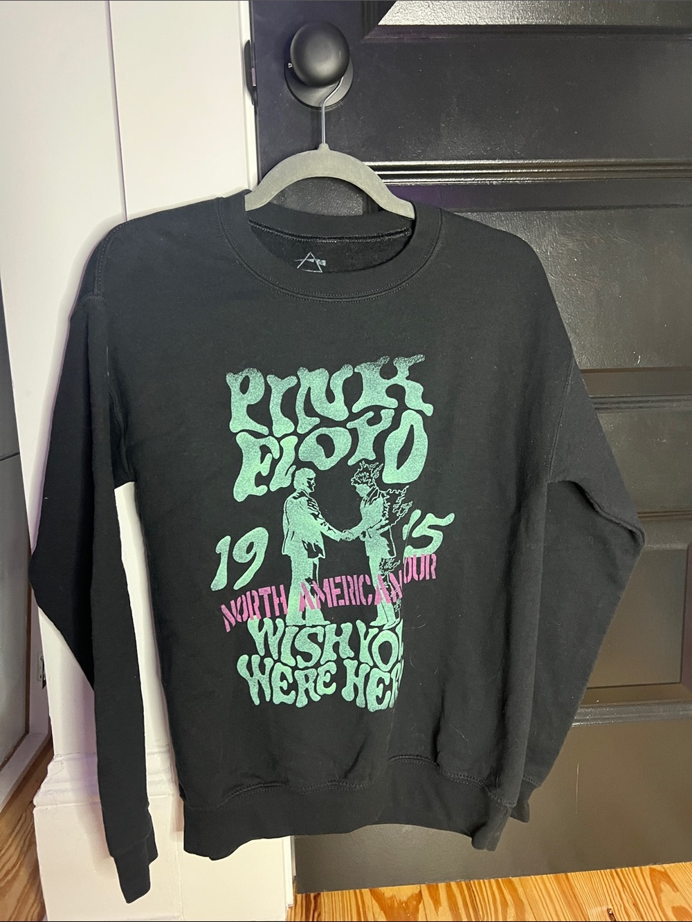 Pink Floyd Black Crewneck with Mint Green and Pink Tour Graphic